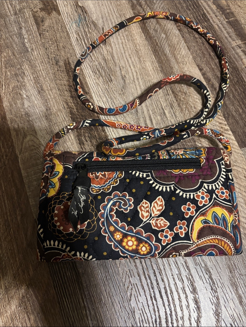 Vera Bradley Black Paisley Quilted Crossbody with Multicolor Accents